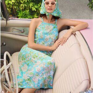 NWT $178 Lilly Pulitzer Kyleigh Maxi Dress Fresh Water Blue Sunbathers Bliss S